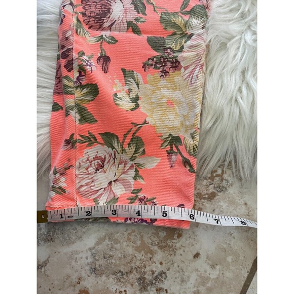 Vanilla Star Peach Floral Cropped Jeans Skinny Leg Size 11 - Picture 8 of 11